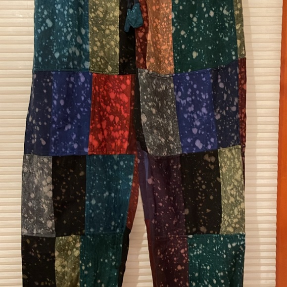 Patchwork joggers, size L/XL with front pockets handmade in Nepal - Picture 3 of 11